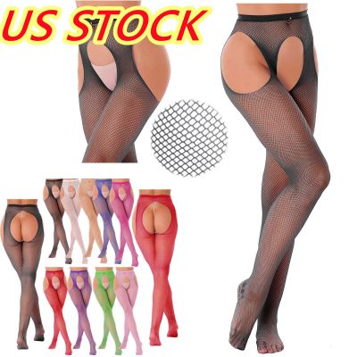 US Women Fishnet Footed Thigh High Sheer Hold Up Pantyhose Stockings Tight Socks